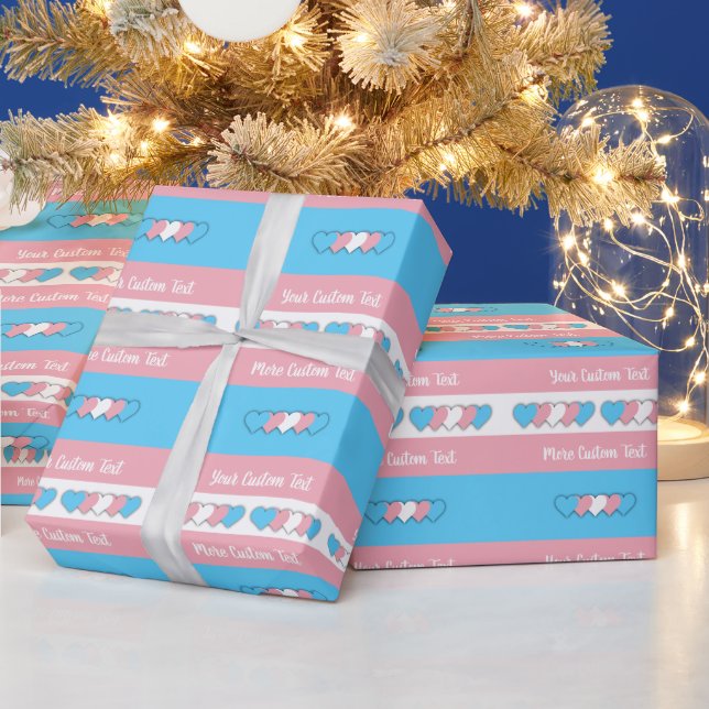 Transgender pride flag with text wrapping paper (Holidays)