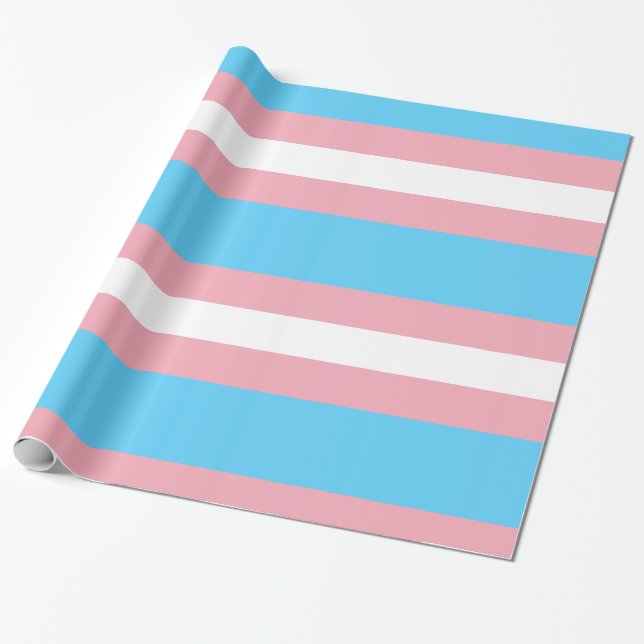 Transgender Pride Flag Wrapping Paper (Unrolled)