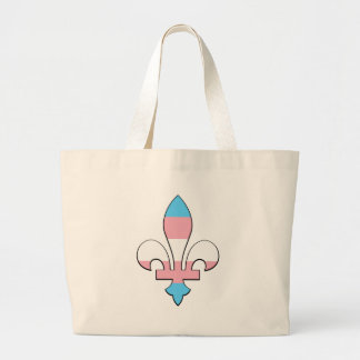 Transgender pride fleur-de-lis large tote bag