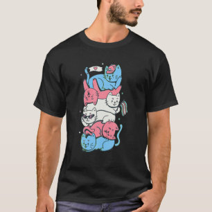 Transgender Pride Funny Kawaii Kitty Cat Stack Tra T-Shirt