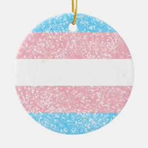Transgender Pride Glitter Ceramic Tree Decoration