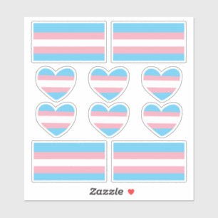 Transgender Pride Heart and Flag Stickers