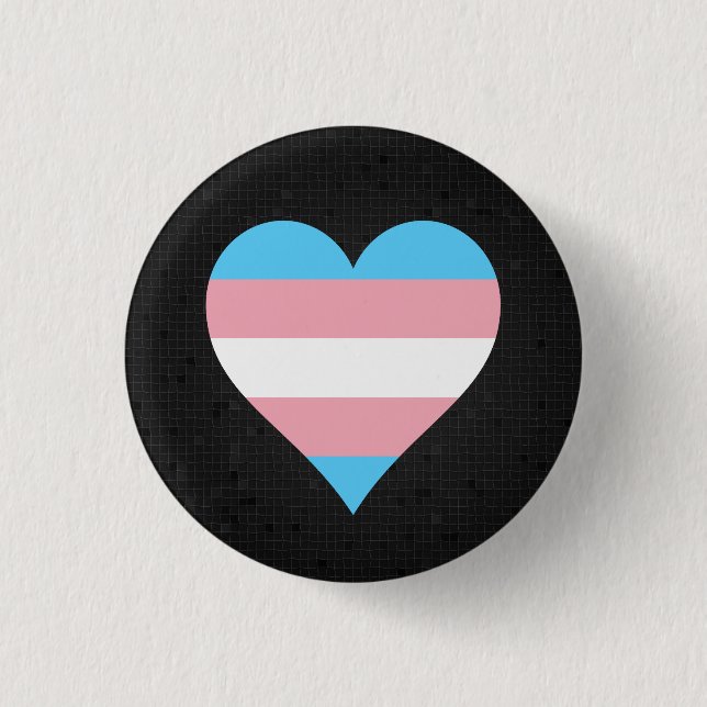 Transgender pride heart black button (Front)