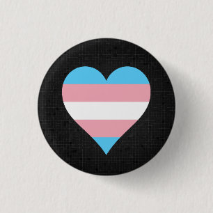 Transgender pride heart black button
