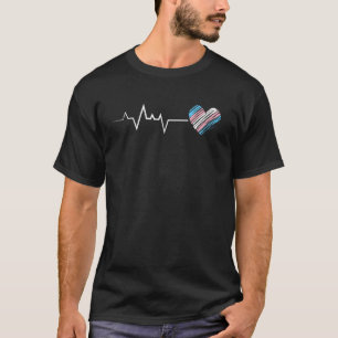 Transgender Pride Heartbeat with Sketch-Style Hear T-Shirt
