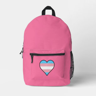 Transgender pride hearts printed backpack