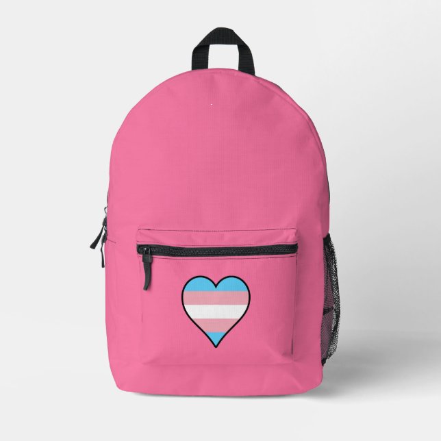 Transgender pride hearts printed backpack (Front)