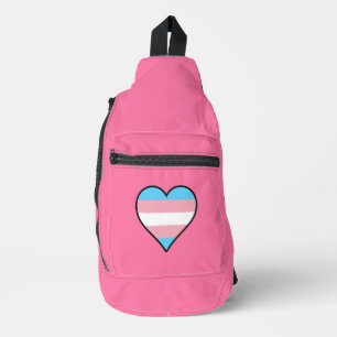 Transgender pride hearts sling bag