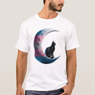 Transgender Pride LGBTQ Space Cat Moon LGBT Gay T-Shirt