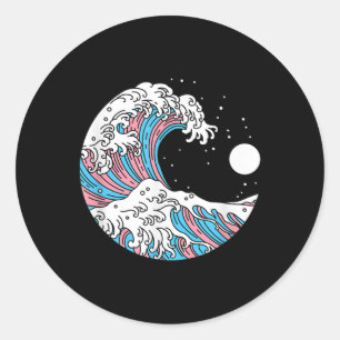 Transgender Pride Lgbtq Trans Flag - Japanese Wave Classic Round Sticker