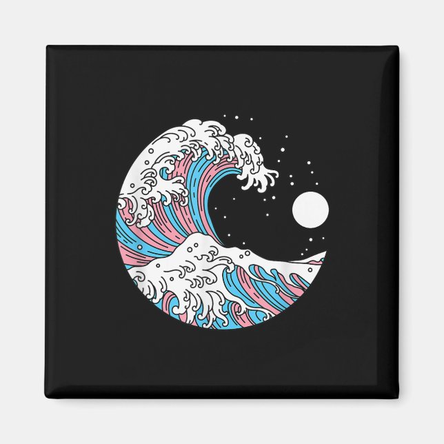 Transgender Pride Lgbtq Trans Flag - Japanese Wave Magnet (Front)