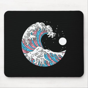 Transgender Pride Lgbtq Trans Flag - Japanese Wave Mouse Mat