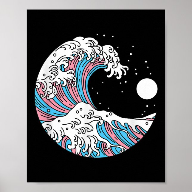 Transgender Pride Lgbtq Trans Flag - Japanese Wave Poster (Front)