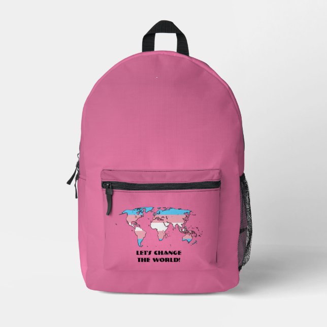 Transgender Pride Map of The World  Printed Backpack (Front)