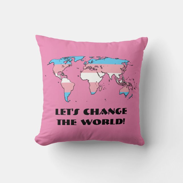 Transgender Pride Map of The World Throw Pillow (Front)