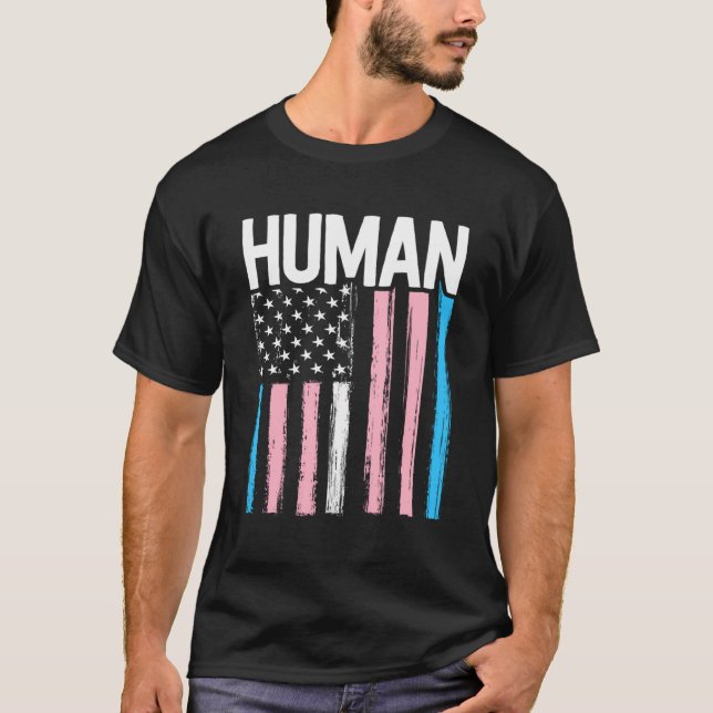 Transgender Pride Shirt Human Lgbt Rainbow America (Front)