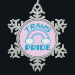 Transgender Pride Snowflake Pewter Christmas Ornament<br><div class="desc">Trans pride with a beautiful rainbow made with the colours of the trans pride flag colours blue,  pink,  and white.</div>
