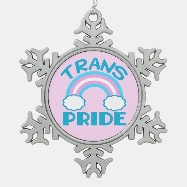 Transgender Pride Snowflake Pewter Christmas Ornament (Front)