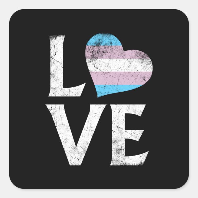 Transgender Pride Stacked Love Square Sticker (Front)