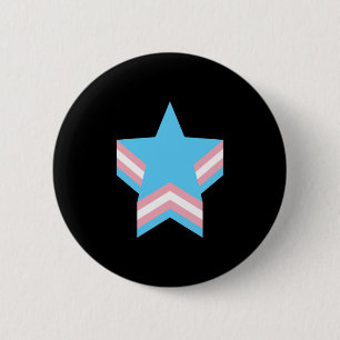 Transgender pride stars 6 cm round badge