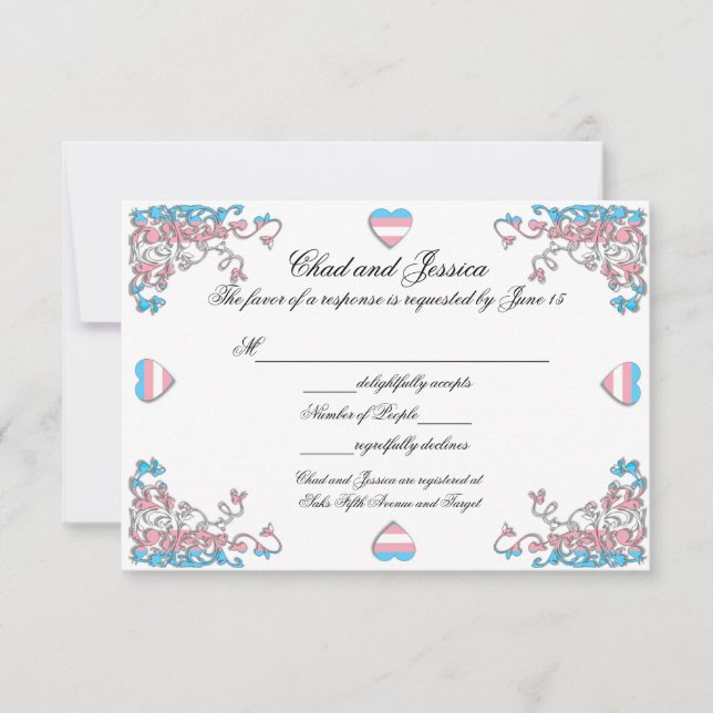 Transgender Pride Wedding Response Card (Front)
