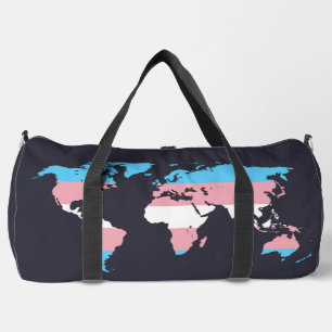 Transgender pride world map duffle bag