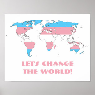 Transgender pride world map poster