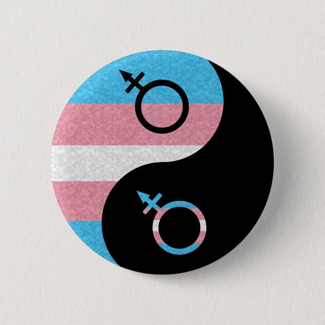 Transgender Pride Yin and Yang Symbol Pride Flag 6 Cm Round Badge (Front)