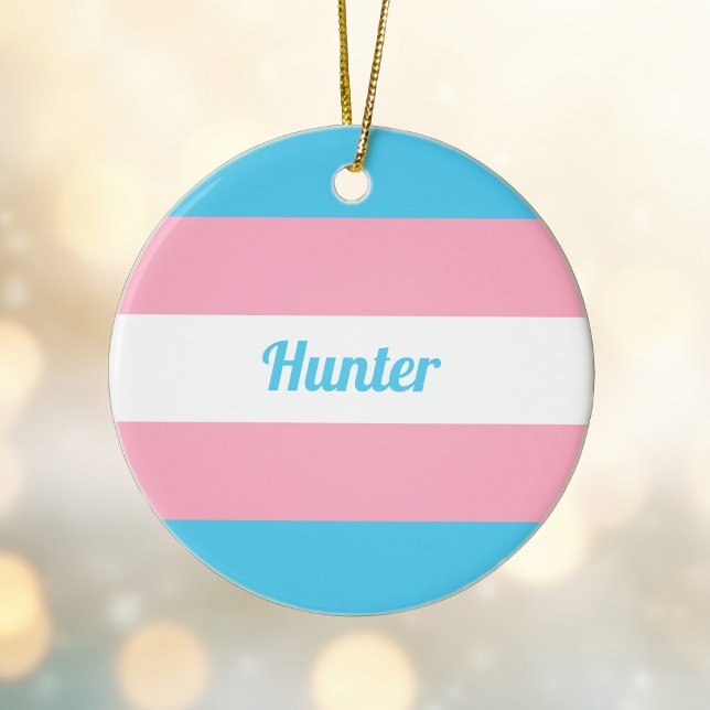 Transgender Rainbow Cute Personalised Christmas Ceramic Tree Decoration (Creator Uploaded)