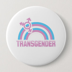 TRANSGENDER RAINBOW FLAG 10 CM ROUND BADGE