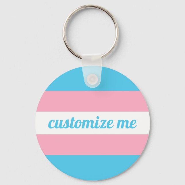 Transgender Rainbow Flag Custom Key Ring (Front)