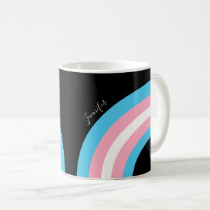 Transgender Rainbow Pride Flag Custom Black Coffee Mug