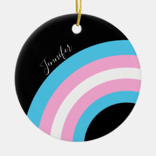 Transgender Rainbow Pride Flag Custom Ceramic Tree Decoration