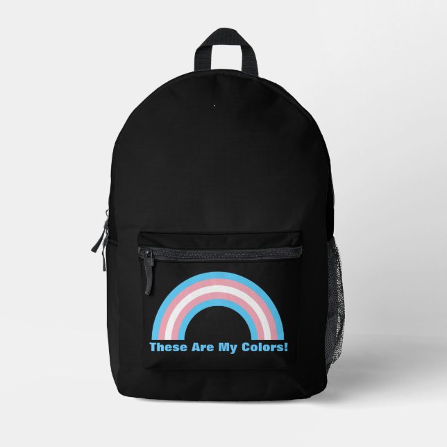Transgender rainbow pride   printed backpack (Front)