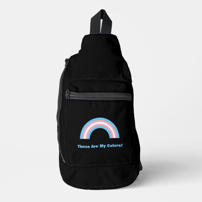 Transgender rainbow pride sling bag (Front)