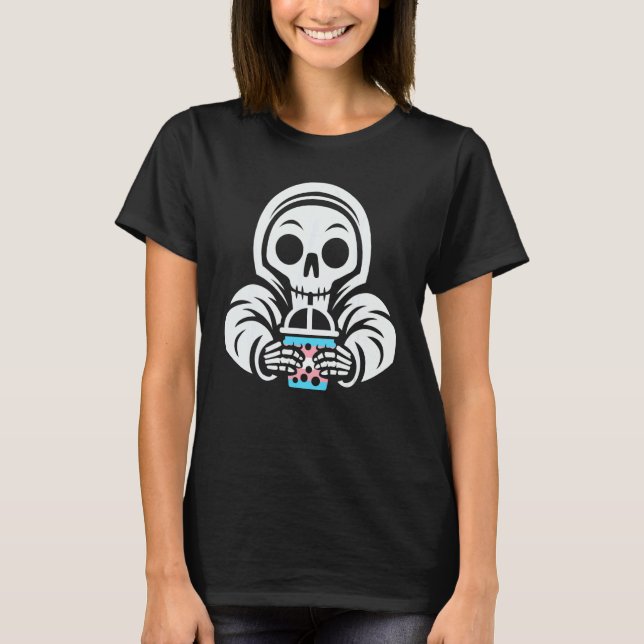 Transgender Sceleton Bubble Tea Transgender Scelet T-Shirt (Front)