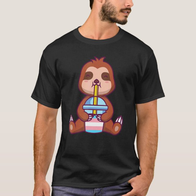 Transgender Sloth Bubble Tea Transgender Sloth Bub T-Shirt (Front)