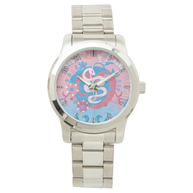 Transgender Snake Damask - Trans Pride Flag Colour Watch (Front)