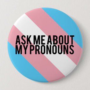 Transgender Striped Pronouns 10 Cm Round Badge