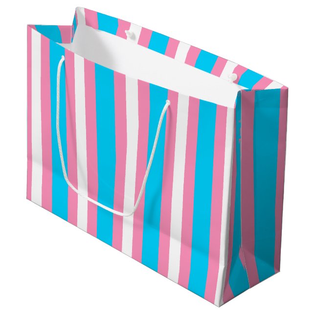  Transgender Stripes Flag Birthday Large Gift Bag (Front Angled)