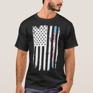 Transgender Thin Line American Flag LGBT Trans  T-Shirt