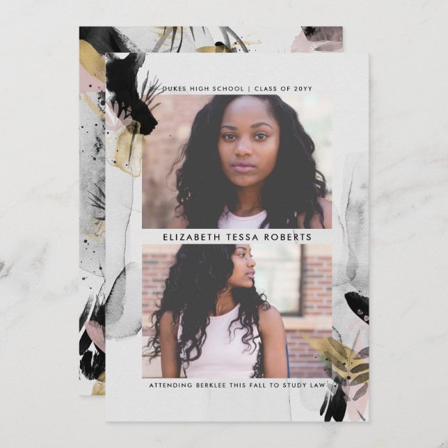 Transience Abstract Graduation Announcement (Front/Back)