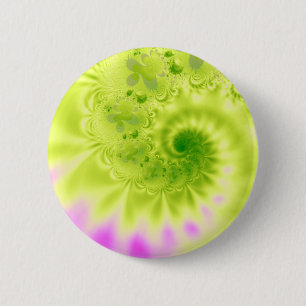 Transience · Fractal Art · Green & Pink 6 Cm Round Badge