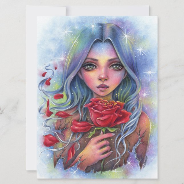Transience Rose Stars Fairy Fantasy Woman Art Card (Front)