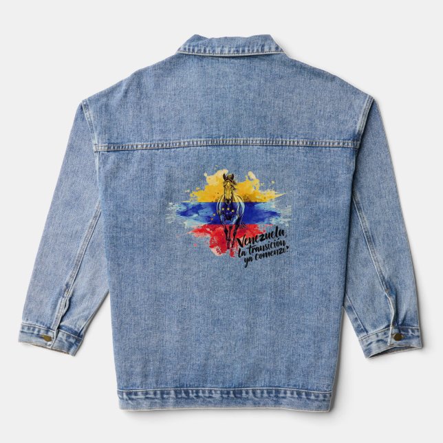 "Transition Has Begun" - Venezuelan Pride Denim Jacket (Back)