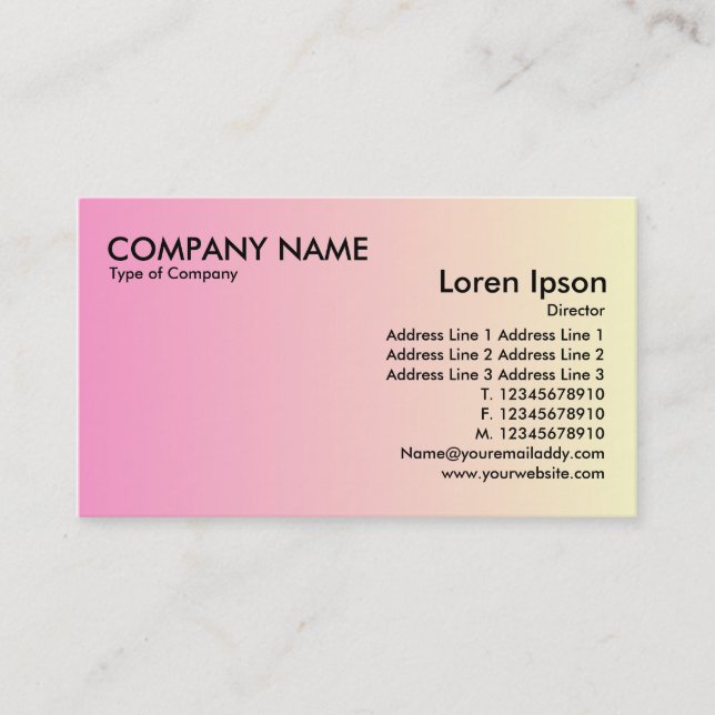 Transition - Pink to Pale Yellow Business Card (Front)