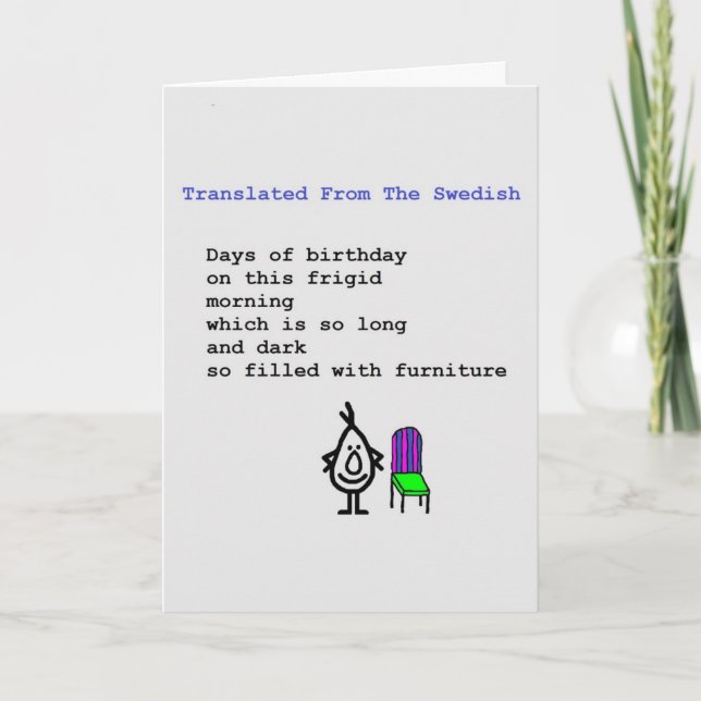 Translated from the Swedish - a birthday poem Card (Front)