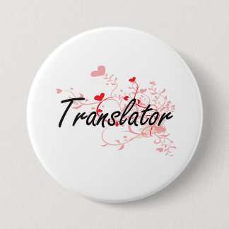 Translator Artistic Job Design with Hearts 7.5 Cm Round Badge