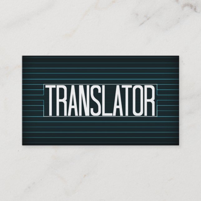 Translator Elegant Stripe Business Card (Front)