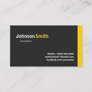 Translator - Modern Minimalist Amber Business Card